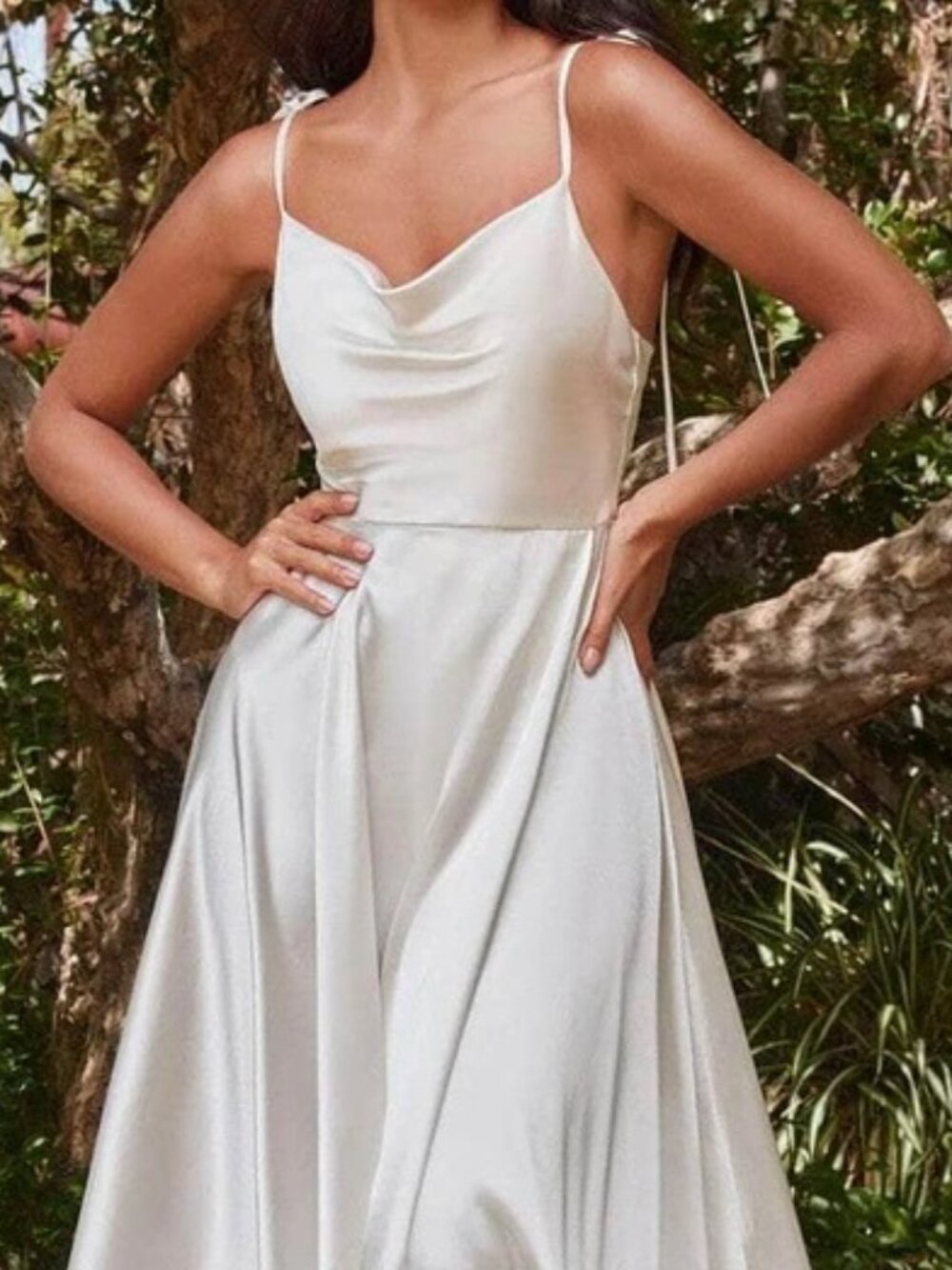 NWT Ladivine BD104W Sleeveless Satin A-Line Wedding Dress Off-White Size XL - Picture 2 of 7